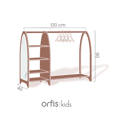 Montessori Doğal Ahşap Aynalı Çocuk Dolabı - Orfis Kids