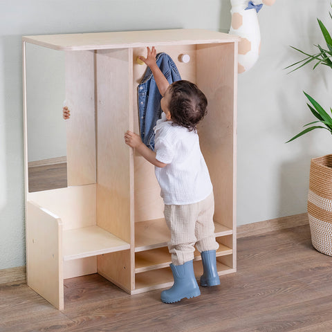 Montessori Doğal Ahşap Portmanto