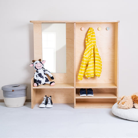 Montessori Doğal Ahşap Portmanto