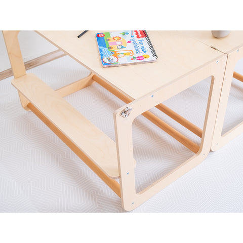 Montessori İkizler İçin Doğal Ahşap Öğrenme Kulesi - Orfis Kids