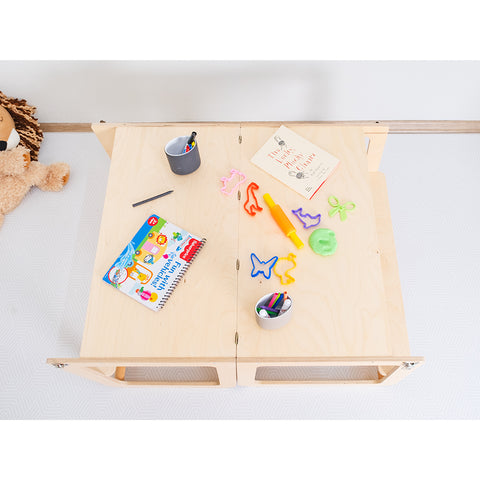 Montessori İkizler İçin Doğal Ahşap Öğrenme Kulesi - Orfis Kids