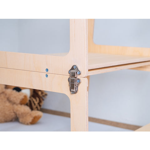 Montessori İkizler İçin Doğal Ahşap Öğrenme Kulesi - Orfis Kids