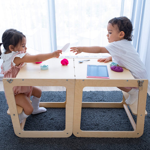 Montessori Masaya Dönüşebilen Doğal Ahşap Öğrenme Kulesi