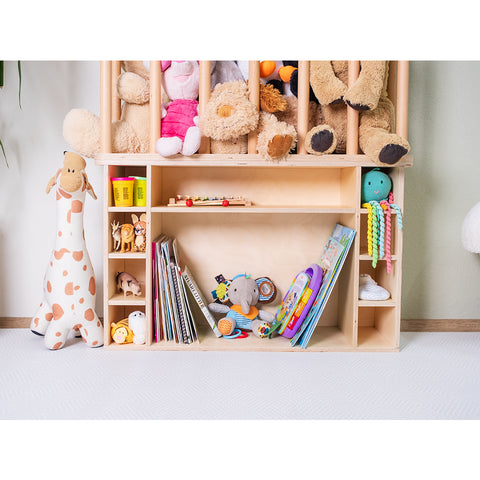 Montessori Pelüş Oyuncak Depolama ve Geniş Kitaplık - Orfis Kids