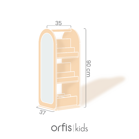 Montessori Yazı Tahtalı Döner Kitaplık - h:90cm - Orfis Kids