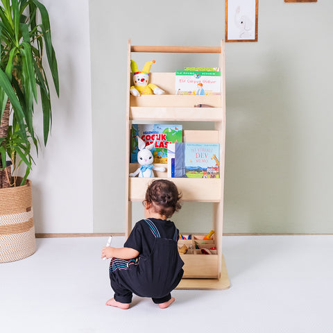 Montessori Yazı Tahtalı Döner Kitaplık - h:113 cm