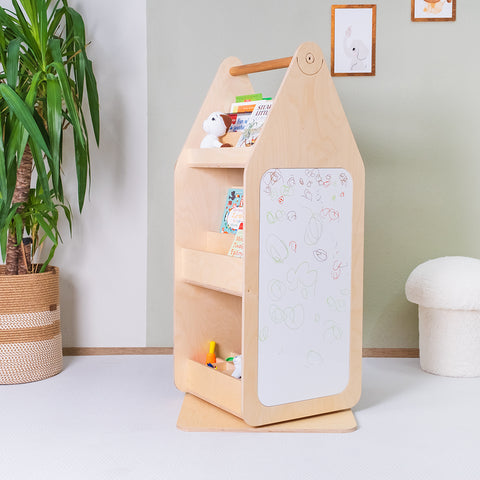 Montessori Yazı Tahtalı Döner Kitaplık - h:113 cm
