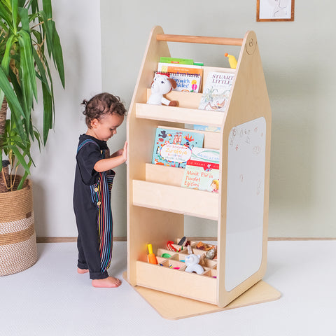 Montessori Yazı Tahtalı Döner Kitaplık - h:113 cm