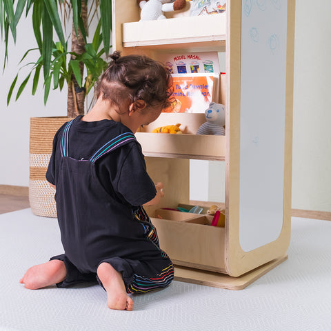 Montessori Yazı Tahtalı Döner Kitaplık - h:90cm