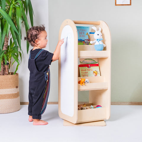 Montessori Yazı Tahtalı Döner Kitaplık - h:90cm
